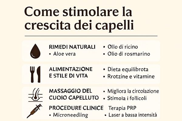 Infografica su come stimolare la crescita dei capelli