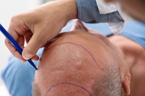 Un uomo audace che si sottopone a un processo di estrazione dell'unità follicolare - miglior clinica trapianto capelli turchia