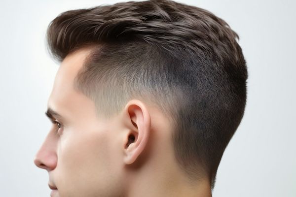 uomo maturo con problemi di calvizie risolto da trapianto di capelli FUE