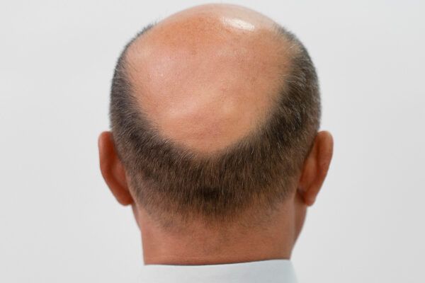Immagine realistica di un tipo di calvizie che può verificarsi negli uomini - Cosa c'entra il testosterone con la caduta?