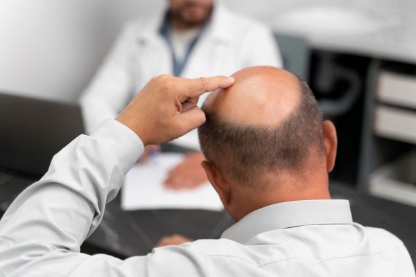Uomo che parla davanti al medico durante una consultazione