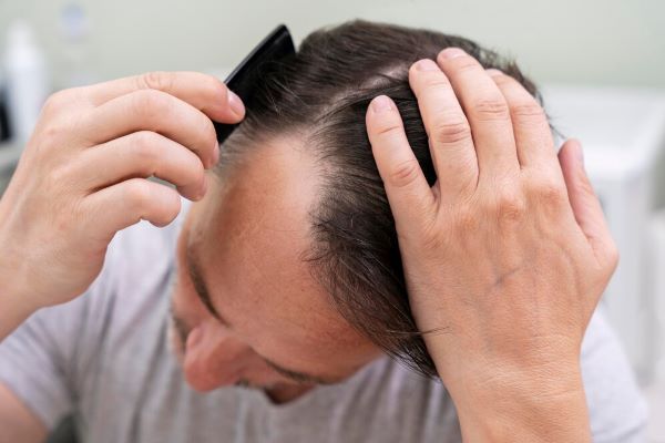 Uomo che si pettina i capelli