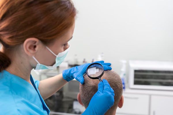 specialista visita uomo adulto con problemi-di calvizie - trapianto capelli Milano