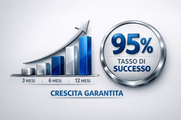 Grafico infografico tridimensionale che illustra la percentuale di successo del novantacinque per cento nei trapianti capillari avanzati