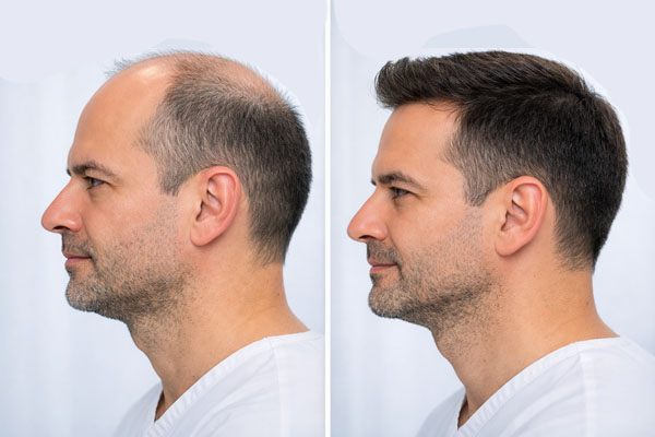 Attaccatura dei capelli folta e naturale di un uomo dopo un trapianto eseguito con tecnologia Choi