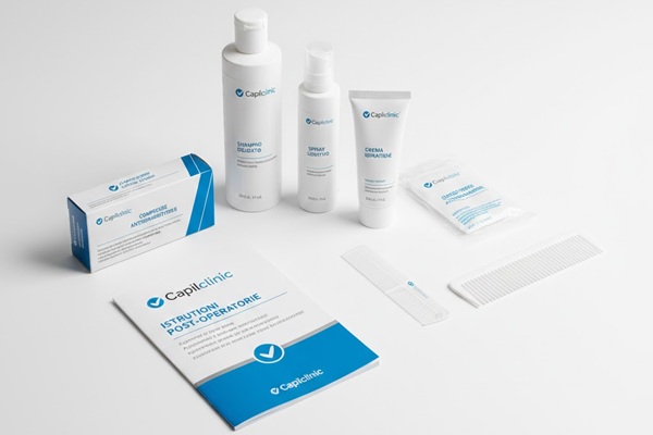 Kit post-operatorio incluso nel prezzo trapianto capelli Milano.