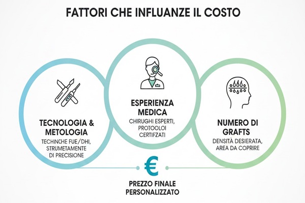 Fattori che determinano il prezzo del trapianto capelli a Milano.