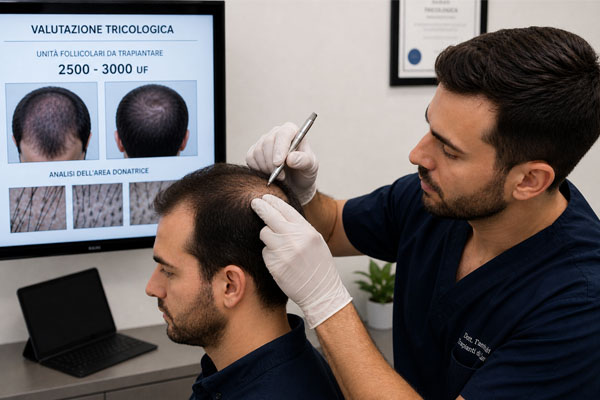 Trapianto di capelli numero di UF per area da coprire